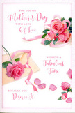 Romantic Mother's Day card illustration showing lush pink roses and scattered petals on a crisp white background, arranged with the same gentle care a local Hackney Marshes florist might give to a bouquet. The roses are depicted in a range of pink shades, from soft blush to fuller rose pink, each blossom fully open with layered petals that curve and fold in a natural, almost touchable way. A few petals appear to have drifted from the blooms and come to rest loosely around them, like the remnants of flowers just arranged for a family gathering. A graceful ribbon, in a light pastel pink tone, winds through the largest cluster of roses, tying the floral elements together and adding a hint of gift-wrap elegance. Overlapping the flowers and white space is elegant, hand-drawn calligraphy, offering a loving Mother's Day message in smooth, flowing lines that echo the curves of the petals and ribbon. The overall lighting is soft and diffused, without harsh contrasts, lending a peaceful, affectionate feel, as if captured on a quiet morning at home after a walk by the marshes. Subtle shadows beneath the roses give a sense of depth, while the clean background keeps the focus entirely on the flowers and the sentiment they express. This card design feels like a tender embrace on paper, perfectly suited to accompany a fresh floral delivery for Mother's Day anywhere in the Hackney Marshes area.